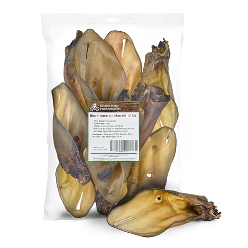 Kaureks Natur Hundeleckerlies, Rinderohren mit Muschel 10 STK. Kausnack, wie Rinderkopfhaut, Rinderohren
