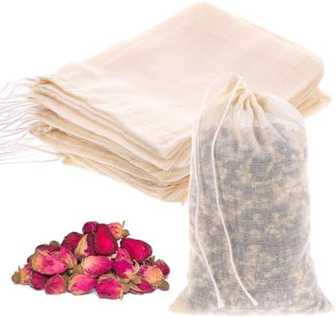 Gewürzsäckchen 12 Stück - 25x20cm Baumwolle | Wiederverwendbar Für Tee, Kräuter, Brühe