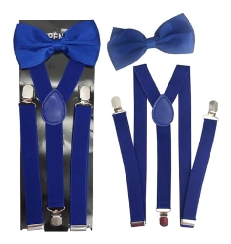 Suspensorio + Gravata Borboleta Azul Royal Adulto