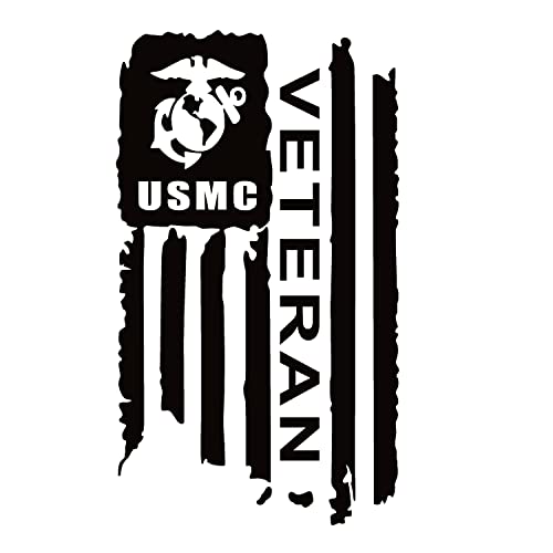 Waterfowl Decals USMC Veteran Flag Window Decal Truck and Car Window Sticker Small White (7408-SW-01)