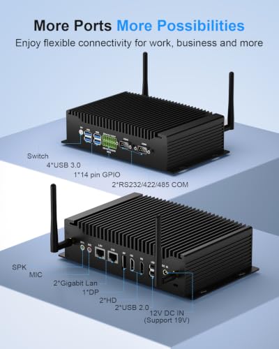 Image of WEIDIAN Mini PC Fanless Industrial PC Core i7 10510U 32GB RAM 1TB SSD