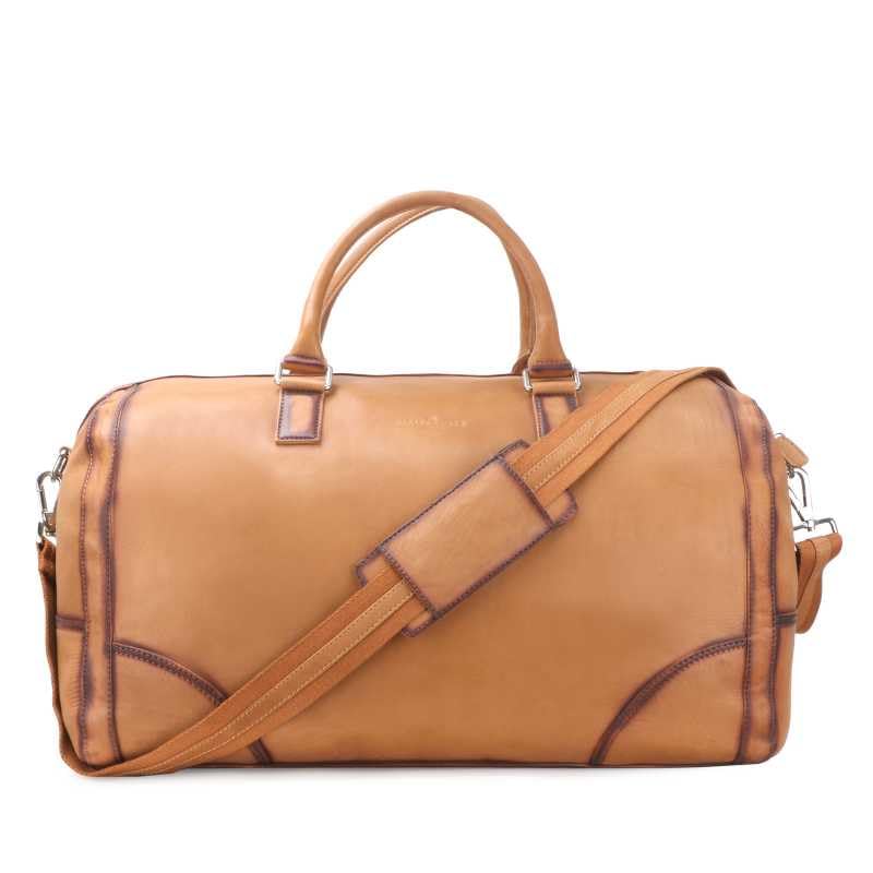Escaro Royale Antalya Leather Stylish & Spacious Weekender 28 L Duffle Bag for Travel - Tan