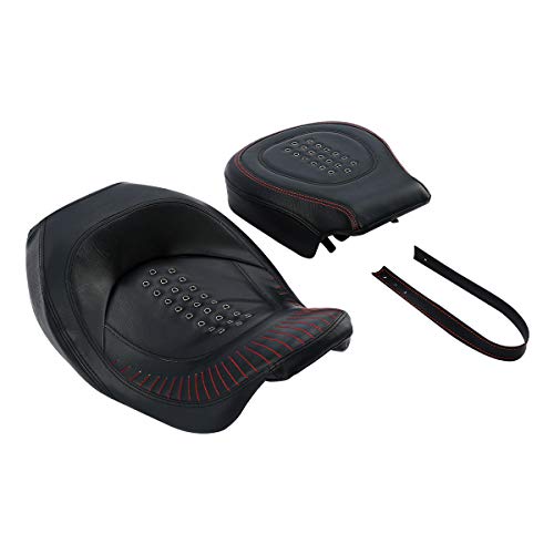 Low-Profile Leather Seat Pillion Passenger Rider Seat Set For Harley Touring Road King Street Glide Road Glide Electra Glide CVO 2009-2022