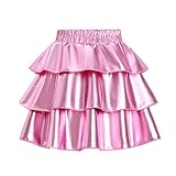 SUGARETTY Teen Girls Sparkle Metallic Skirt Pink Skirts Ruffle Shiny Skater Dress, Size 14
