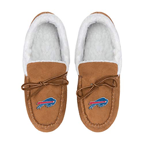 Buffalo Bills NFL Womens Tan Moccasin Slippers - XL (11-12)