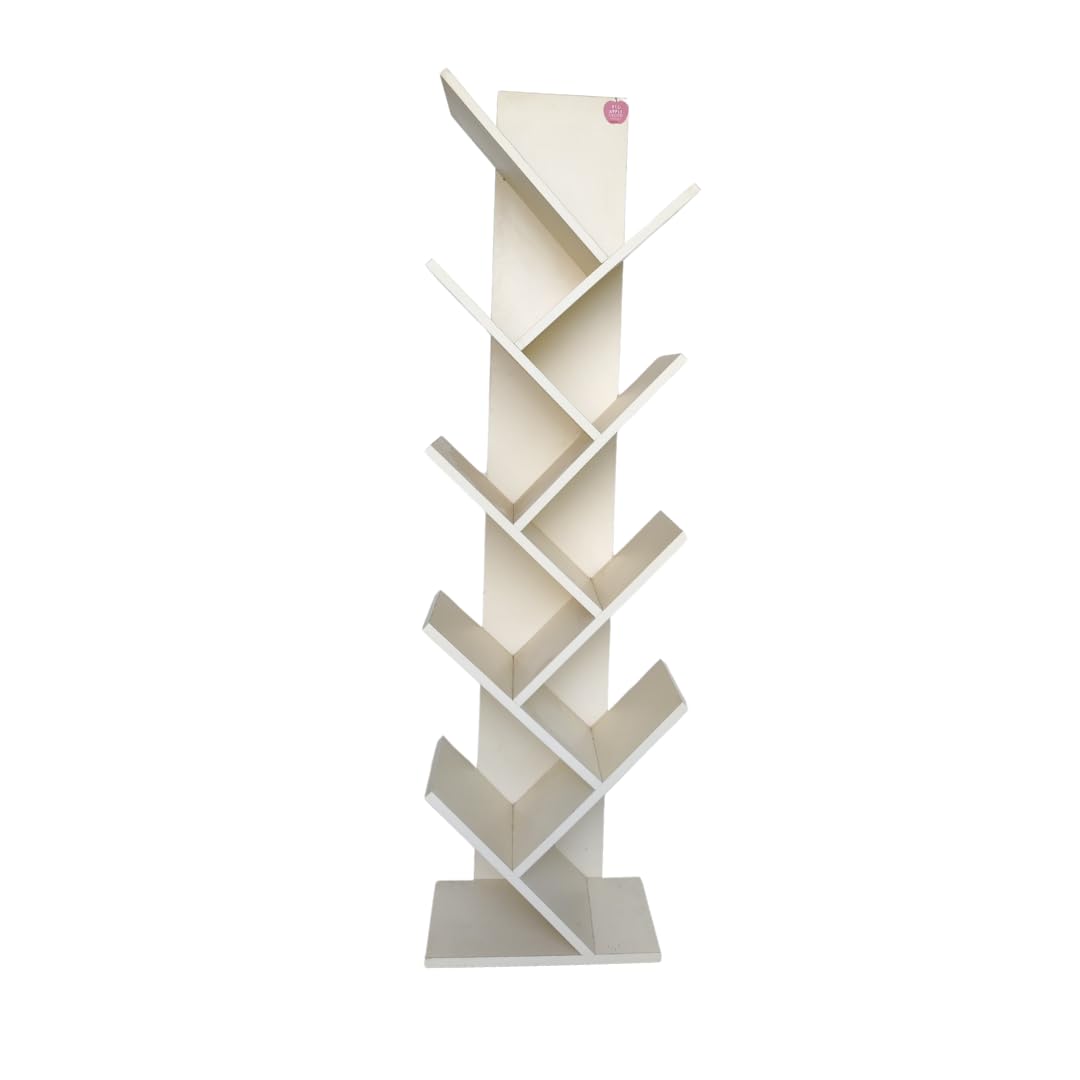 Wooden Bookcase for Home Office and Library Engineering Wood Space Saving Bookrack Freestanding Books Holder Stylish and Modern Look Book Organizer (DIY) (Tree Shape 8 Step)-image-16