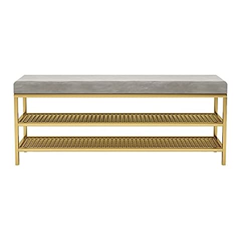 GGFHH Shoe Rack Bench,3 Tier Shoe Bench for Entryway, Storage Shelf with Cushion for Sitting, Northern Europe Shoe Organizer for Hallway Bathroom Living Room Corridor,Easy Assembly, 100x46x32cm Cover