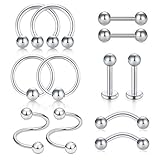 Usted recibirá 12 pcs Piercing Set. Más opciones para su uso diario. ¡Mejor calidad con más cantidad de compra que nunca debe perderse!