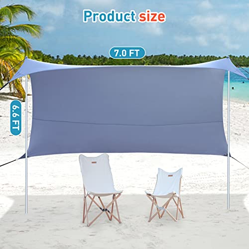 Beach Tents Pop Up 4-5 Person Upf50+, Popup Canopy Shade Camping Sun Shelter Portable With Carrying Bag, Outdoor Sunshade For Trips, Fishing Or Grass Picnic (7X7 Ft 2 Pole, Blue) #TOP4