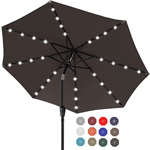 Image of ABCCANOPY Durable Solar Led Patio Umbrellas with 32LED Lights 11FT (Dark Brown)