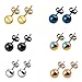Produktbild 6 Paar (12Pcs) Set Titan Edelstahl Ohrstecker Herren Mädchen Männer Damen Ohrringe Silber, Ohrstecker Damen Rosegold Gold, Ohrstecker Herren Schwarz, Ohrringe Kugel Silber Klein Rund Stecker 6MM