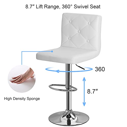 Vecelo Adjustable Bar Stools With Back, Bar Height Stools For Kitchen Counter, Bar Stools Set Of 2, White #TOP4