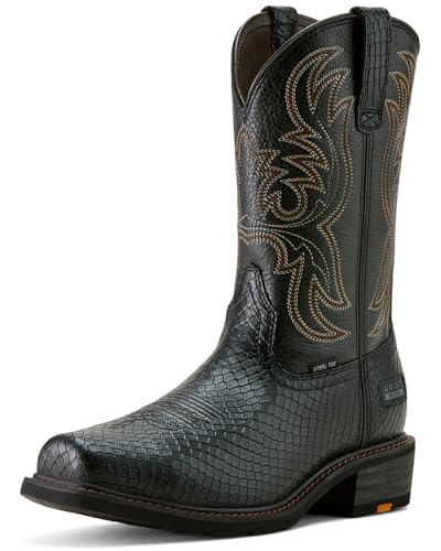 Ariat Men's Ironside Square Toe Steel Toe Work Boot, Black Dragon Print/Black, 10.5