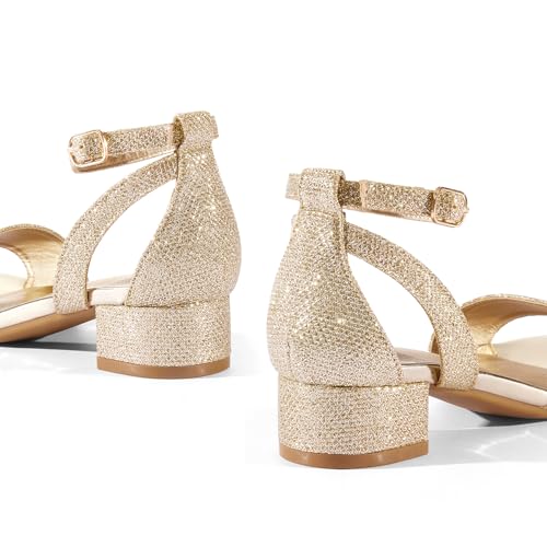 Image of K KomForme Girls Chunky Heel Ankle Strap Open Toe Dress Sandals