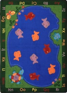 Joy Carpets Fishin' Fun Area Rug, 7'8" x 10'9" Oval, Multi