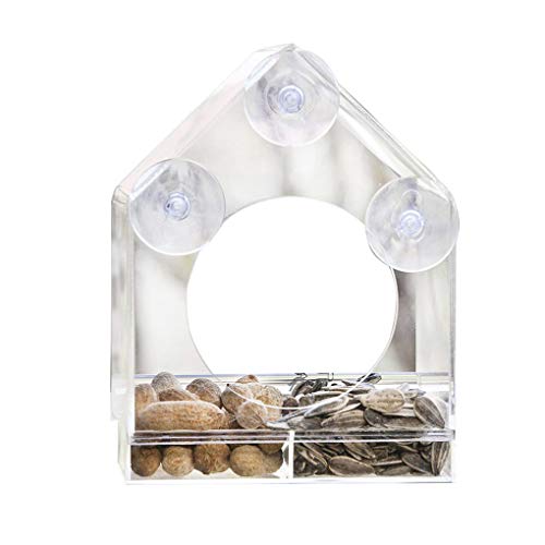 BeIilan Fenêtre Transparente Mangeoire Alimentation Plateau Coulissant en Acrylique Oiseaux Maison Ventouses extérieur Sauvage Birdfeeder Cover