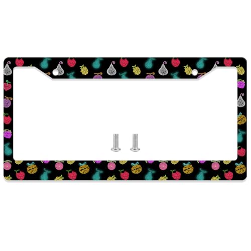 GENANY Power Fruit License Plate Frame License Plate Frames Anime Car License Plate Cover Fits Standard US Vehicles Anime Car Accessories Personalised Car Decorations for Women Men
