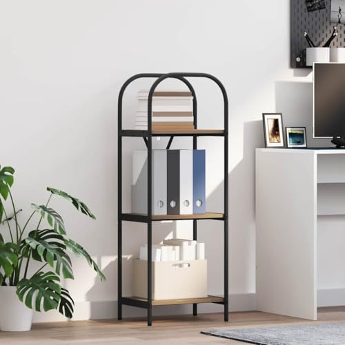 SooIarix Estantería de madera de roble Artisan, 40 x 30 x 109 cm, moderna estantería de pie con 3 estantes para salón, dormitorio, oficina