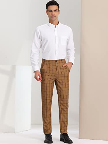 Lars Amadeus Men's Business Plaid Pants Casual Slim Fit Checked Dress Trousers3