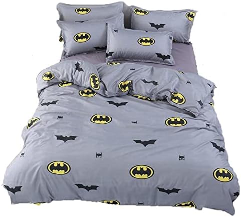 Vefadisa 3pcs Grey King Size Animal Pattern Duvet Cover Sets with 1 Duvet Cover 2 Pillow Covers,Printed Cartoon Bat Duvet Cover Set Cartoon Bedding Set for Teens (No Comforter)