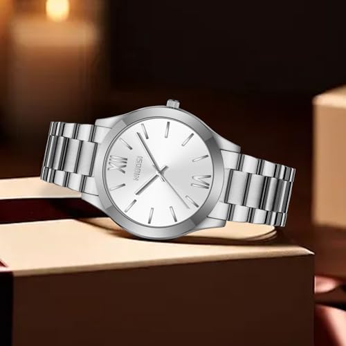 Image of NIBOSI Watch for Man Analog Minimalism Dial Quartz Mens Watch Business Black Wrist Watch Polycarbonate Strap Waterproof