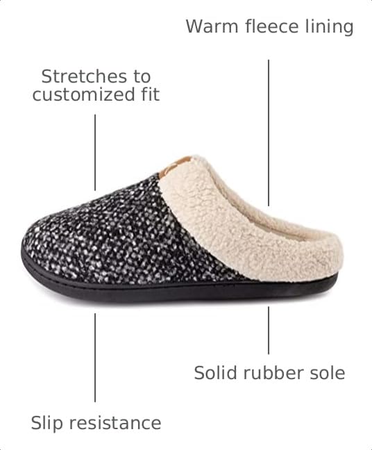 Image of ULTRAIDEAS Women's Indoor Bedroom Slipper with Memory Foam, Gift for Women, Wool-Like House Shoe with Anti-Skid Rubber Sole for Ladies