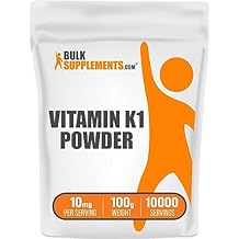 BulkSupplements.com Vitamin K1 Powder - Vitamin K1 Supplement for Bone and Heart Health Support - Gluten Free, 10mg per Serving, 100g 3.5 oz Pack of 1