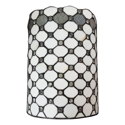 Tiffany Style Wall Lamp White Jeweled 2 Light Stained Glass Vintage Antique for Hallway Bedroom Living Room 10