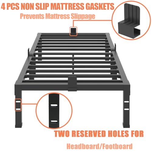 Image of FUIOBYVV Twin XL Bed Frames 18 Inch Heavy Duty Metal Platform Bed Frame Twin Size Support Up to 3500 lbs,No Box Spring Needed,No Shaking,Steel Slat Support,Noise Free,Easy Assembly