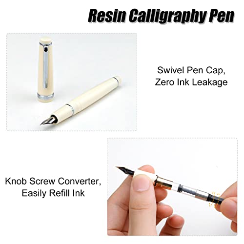 Fhdusryo 2Pcs Jinhao 82 Fountain Pen, Ivory White Fountain Pen Fine Nib With Converter, Resin Calligraphy Pen Set With 6 Trim Replacement Pen Nibs 1 Gift Case For Writing Supplies, Man, Woman #TOP3