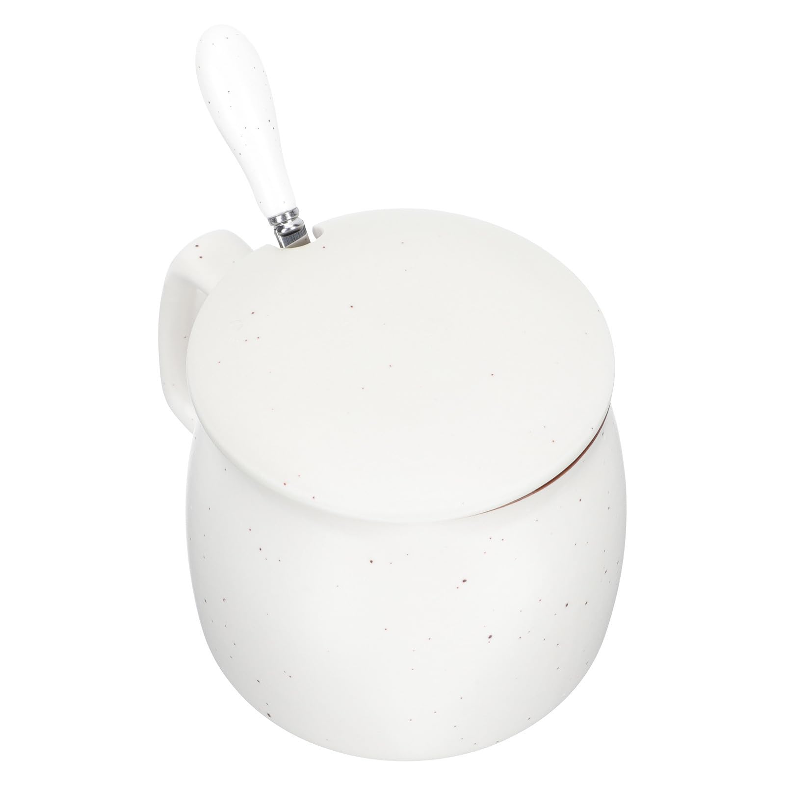 Taza de cerámica vintage de 350ml con tapa y asa rústica Holibanna