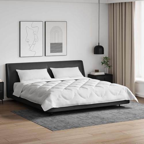 GeenYuu Edredón para todo el año con almohada, 3 piezas, color blanco, microfibra, 240 x 220 cm, juego con 2 almohadas, transpirable, fácil de limpiar, para dormitorio, verano, invierno, cómodo