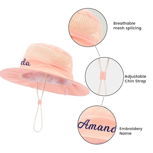Custom Baby Sun Hat for Boys Girls, Personalized Bucket Hat for Toddler Kids, Breathable Wide Brim Beach Hat UPF50+4