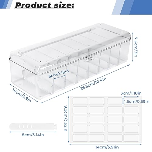 DLOnline Cable Management Box, Plastic Cable Storage Box, Electronics Organizer Box with 8 Compartments, Wire Ties and Sort Stickers, for Cable, Recharger, 10.4 x 3.9 x 3.0 inches, Transparent - Thumbnail 2