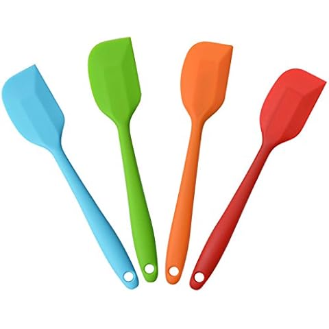 Silicone Spatulas, 11 inch Rubber Spatula Heat Resistant Non-Stick Flexible Scraper With Solid Stainless Steel Core for Cooking, 4 Pack Cover