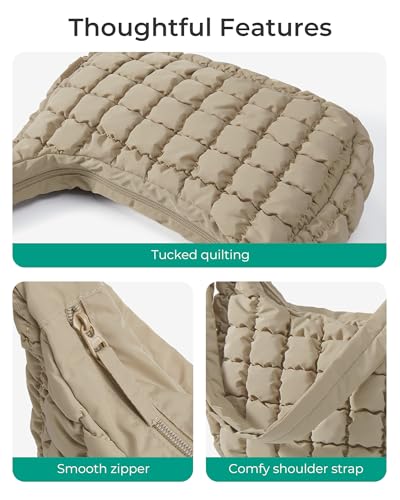 Image of BAGSMART Quilted Crossbody Bags for Women, Travel Purses Hobo Shoulder Bag | Fits 12.9 inch iPad, Long Adjustable Strap, Puffer Purses for Commute Daily Use Travel Essentials, Inner Pockets, Water-resistant
