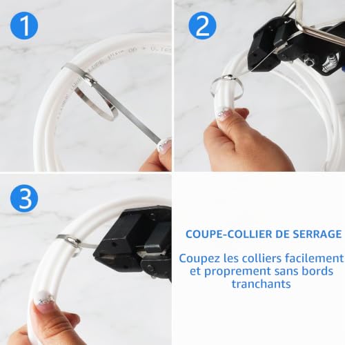 200 Pièces 300 mm Collier de Serrage Inox, Pistolet pour Serre Câbles en Acier Inoxydable, Convient au Regroupement de CâBles, à L'Industrie et à L'agriculture – vue 5