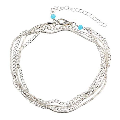 Preisvergleich Produktbild Böhmische mehrschichtige Fußkettchen Ketten einstellbar Strand Fuß Schmuck Armbänder für Frauen Mädchen barfuß