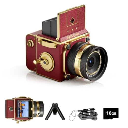 EJXHKNF Vintage Digital Camera, 64MP 2.7K Retro Point and Shoot Camera with Autofocus, 2" IPS Waist-Level Screen & 16GB TF Card, 16X Zoom Compact Photography Camera for Beginners Kids Red