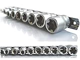 Stecknüsse Set 9 tlg. aus Chrom-Vanadium-Werkzeugstahl CrV 6150