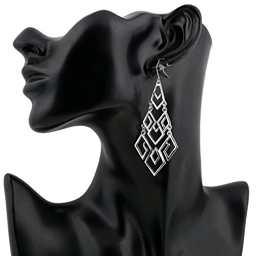 D Exceed Women's Chandelier Drop Earrings Gift Wrapped Fashion Gold Cutout Tiered Dangle Drop Earrings Silver #TOP3