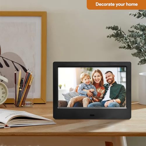 Image of 7 Inch Digital Picture Frame, HD Display Photo Frame, Wall Mountable Electronic Slideshow for Videos and Music