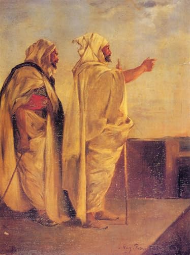 Lienzo Dos árabes en una terraza de Eugene Fromentin cuadro evocador 60x90cm