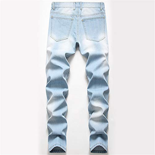 Men's Slim Fit Jeans Stretchy Ripped Skinny Biker Jeans Stretch Moto Pants with Holes Ankle Zipper Denim Pencil Pant2