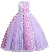 Butterfly Flower Girl Dress for Kids Wedding Bridesmaid Pageant Formal Party Maxi Gown Princess C...