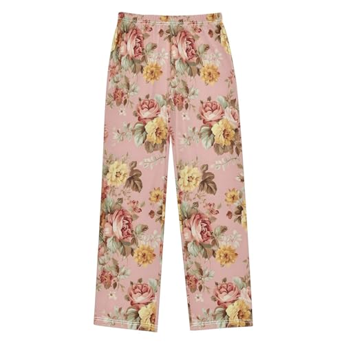 Pink Rose Flower France Paris Pajama Pants Long Sleep Pant Soft PJ Bottoms Sleepwear