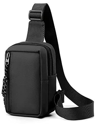 Sac de Poitrine Multifonction, Bandoulière Sac de Sport Homme & Femme, Grande Capacité Confortable pour Randonnée, Vélo (Noir)