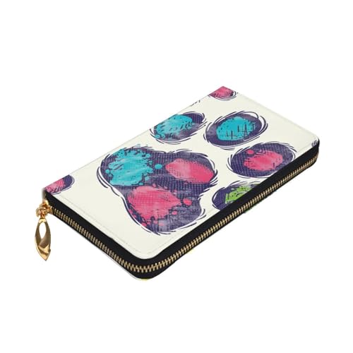Cute Colorful Dog Paw Printed Long Wallet for Women Men Cute PU Leather Wallet with Coin Purse and Credit Card Holder3