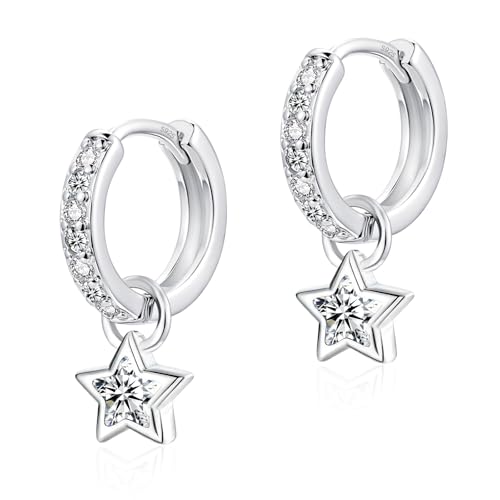 Image of Glintara 925 Sterling Silver Hoop Huggie Earrings, Silver Hoops Earrings