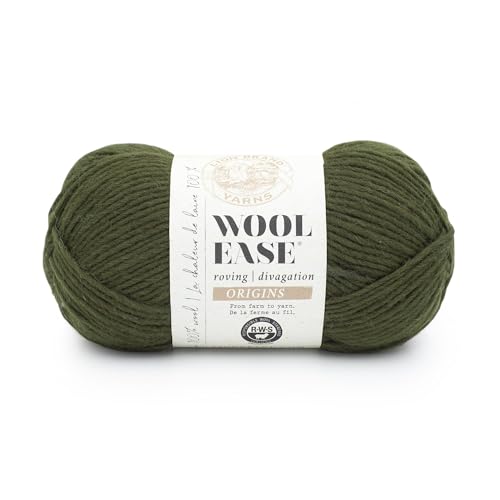 Image of Lion Brand Yarn, Wool-Ease Roving Origins Yarn, Olive, Green, 1 Pack | Worsted Weight 100% Wool Crochet & Knit Fiber for Heirloom Projects, Cabled Scarves, Sweaters, Warm Hats